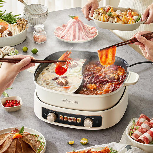 【小程序】小熊(Bear)鸳鸯锅 电火锅 火锅专用锅5分30秒速沸多用途锅电煮锅多功能锅分体家用电热锅火锅锅 DHG-D60J1 商品图8
