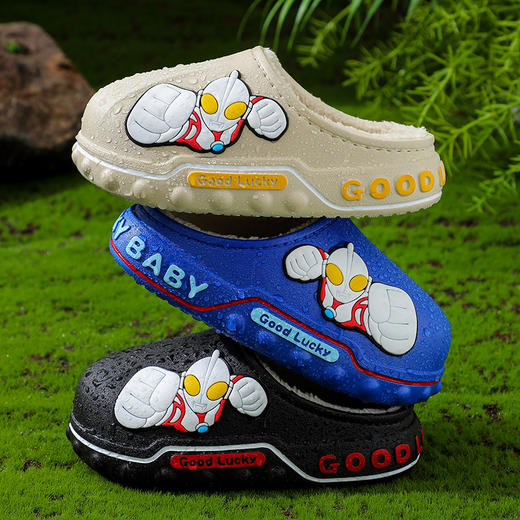 「数色可选！加绒内里」冬季新款儿童棉拖鞋男女童装保暖加绒棉鞋防滑防水包跟宝宝小孩棉拖 商品图0