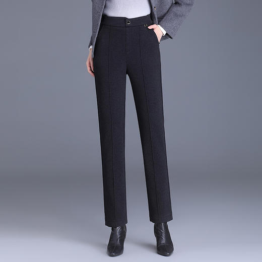 MYX-XBMY-6590-L长款简约宽松休闲毛呢锥形裤2023年冬款后腰松紧修身时尚哈伦裤 商品图1