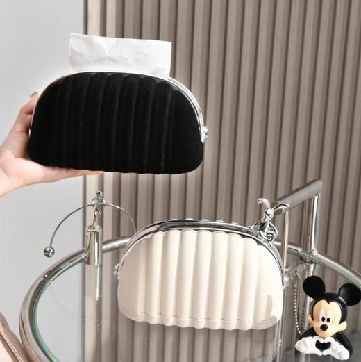 轻奢弹簧纸巾盒客厅茶几北欧高级感桌面贝壳抽纸盒奶油小香风摆件 商品图1