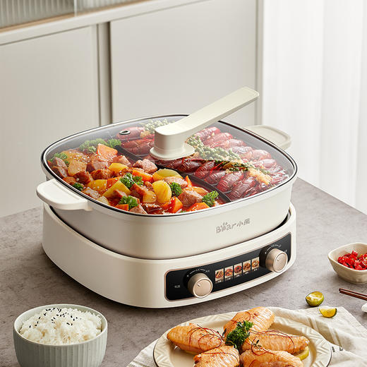 【小程序】小熊(Bear)鸳鸯锅 电火锅 火锅专用锅5分30秒速沸多用途锅电煮锅多功能锅分体家用电热锅火锅锅 DHG-D60J1 商品图9