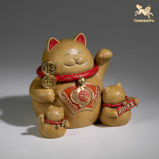 铜师傅 铜摆件《吉祥猫》桌面客厅招财猫开业乔迁之喜家居装饰品 商品图2