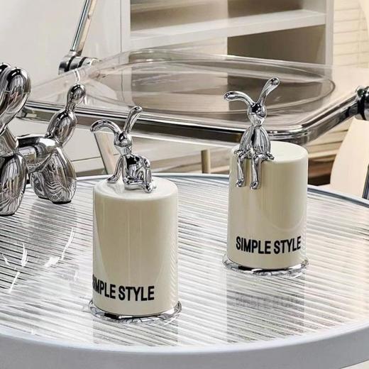 ins兔子牙签盒高颜值家用轻奢牙线盒棉签牙签罐透明便携桌面收纳 商品图3