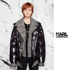 K1W20B0103050042L	KARL LAGERFELD	【老佛爷】90白鹅绒呢子拼接双层领格纹一体女式羽绒服 商品缩略图0