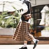 马登女装美式格子口袋半身裙宽松休闲显瘦显高复古格纹长伞裙秋季 商品缩略图1
