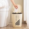 奶油风垃圾桶客厅卧室按压弹盖带圈带盖大容量卫生间棋盘格纸篓 商品缩略图2