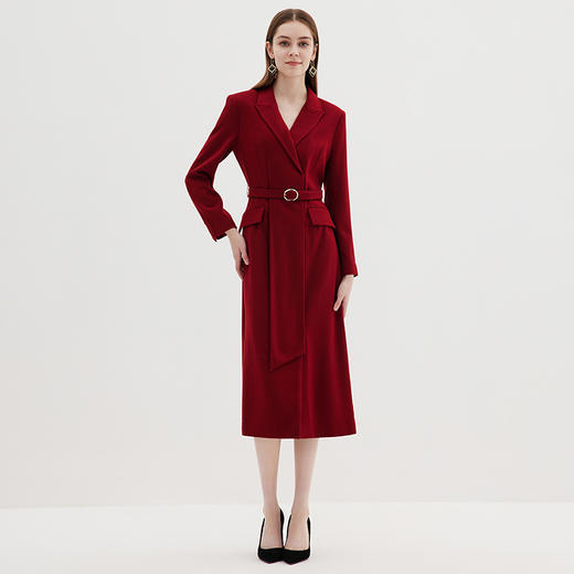 EITIE爱特爱冬新款大气优雅时尚通勤收腰显瘦黑色连衣裙7207912 商品图2