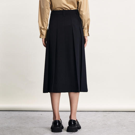 谜底百褶半身裙2024春季新款复古学院风高腰百搭A型长裙241MB0084 商品图2