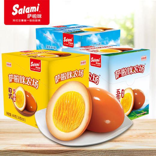 萨啦咪卤味休闲零食卤蛋 泡面搭档 开袋即食 五香鸡蛋 盐焗鸡蛋 小吃 盐焗味【一盒装30g*20】 商品图0