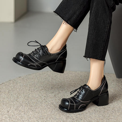 时尚个性，新款圆头真皮粗跟小皮鞋BE-b7126 商品图10