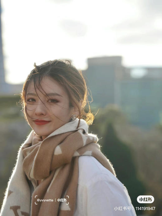 Lv羊绒围巾-奶茶色 商品图4