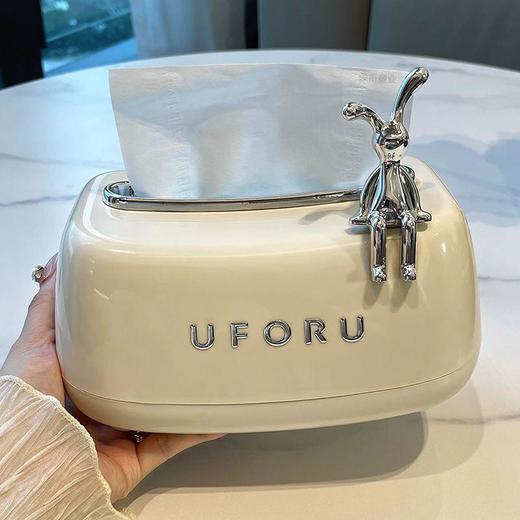 ins风轻奢弹簧纸巾盒奶油兔子桌面抽纸盒客厅茶几收纳盒高颜值 商品图3