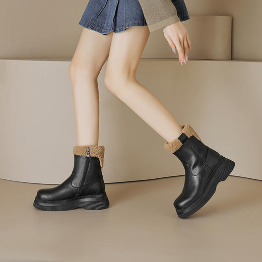 厚底百搭，爆款真皮真毛羊皮毛一体雪地靴MLD-AC651 商品图5