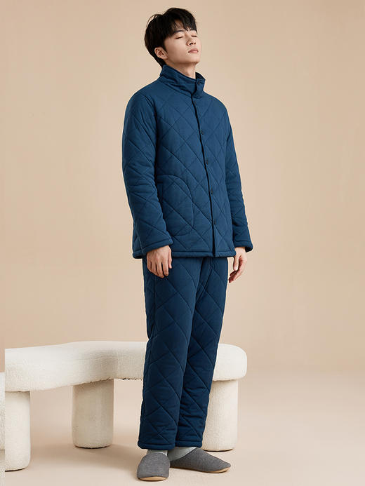 康妮雅男式长袖长裤开襟套装 商品图2