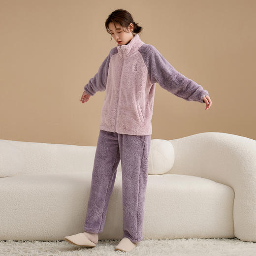 康妮雅女式长袖长裤开襟套装 商品图1