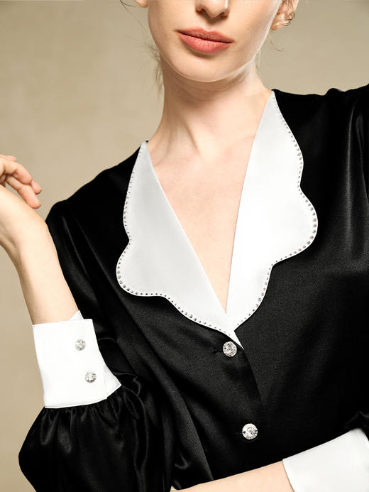 Solo seta22姆米重磅真丝睡衣长款衬衫女2025秋冬丝绸可外穿 商品图2