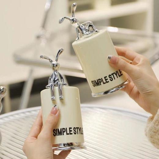 ins兔子牙签盒高颜值家用轻奢牙线盒棉签牙签罐透明便携桌面收纳 商品图0