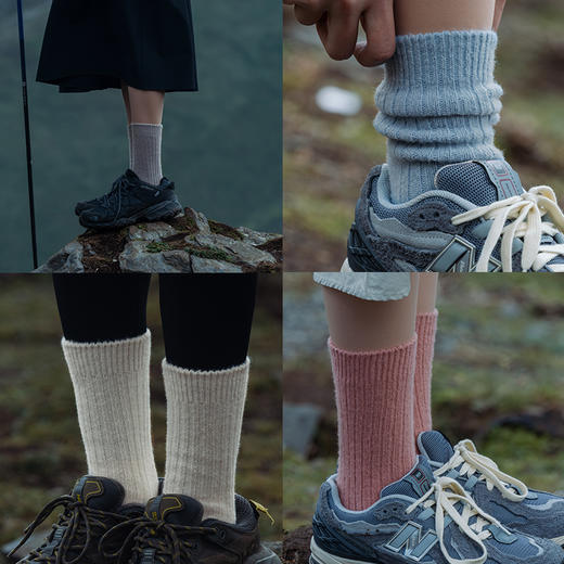靴下物袜子女秋冬季中筒袜基础款简约百搭竖条纹纯色长款堆堆袜 商品图4