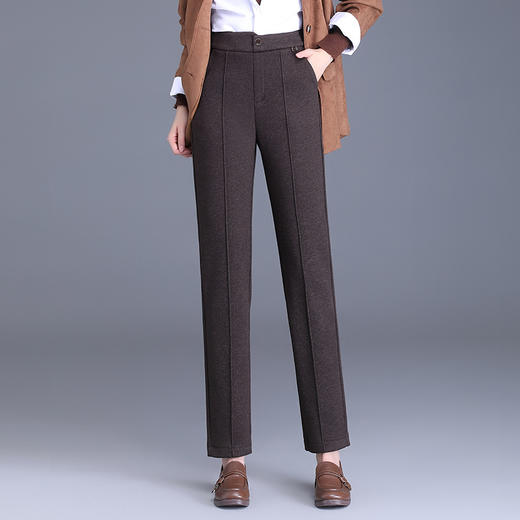 MYX-XBMY-6590-L长款简约宽松休闲毛呢锥形裤2023年冬款后腰松紧修身时尚哈伦裤 商品图2