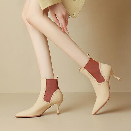法式高级感，时尚拼色尖头及裸靴WC-M7397 商品图1