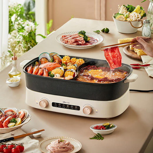 【小程序】小熊(Bear)电火锅 双旋钮鸳鸯锅独立控温 多功能锅 6.5L大容量分体式家用电煮锅火锅锅多用途锅 DHG-D65B1 商品图2