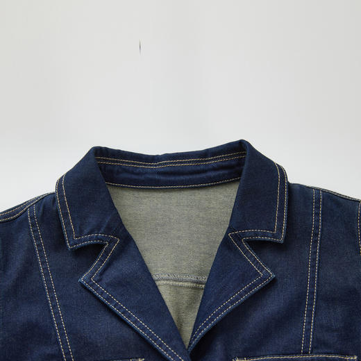 谜底牛仔连衣裙长袖女2024春新款复古文艺风中长裙伞裙241ML0007 商品图3