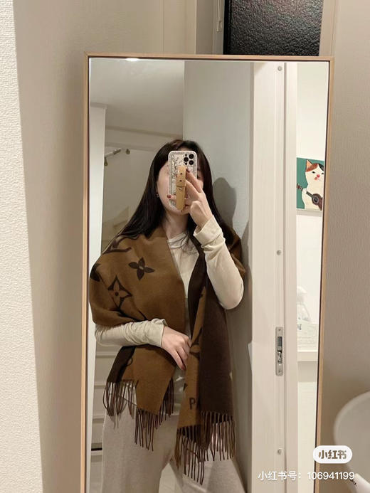 Lv羊绒围巾-巧克力色 商品图2