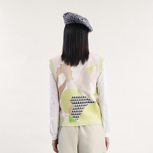 谜底针织马夹女2024春新款学院风V领百搭套头针织衫背心241MZ0303 商品图2