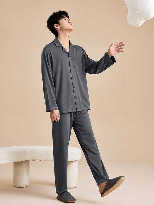 康妮雅男式长袖长裤开襟套装 商品图2