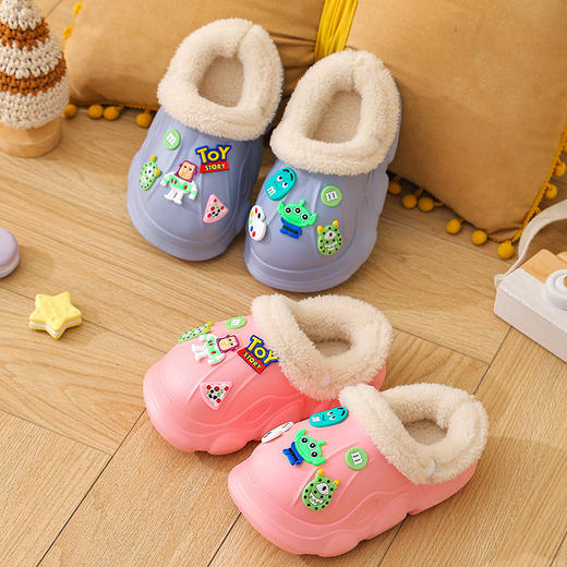 「四款可选！加绒内里」EVA儿童棉拖 冬季男女童保暖卡通巴斯光年可拆卸防滑亲子棉拖鞋男童装 商品图1