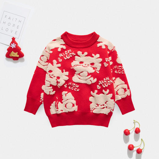 【蛇年主题！亲子装毛衣】秋冬款加厚毛衣 一家三口四口洋气炸街 儿童红色本命年 母女全家针织衫 商品图2
