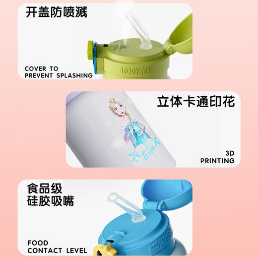 韩国杯具熊（BEDDYBEAR）圈圈智能显温儿童保温杯SUS316不锈钢带吸管三盖两用学生水杯480ML 商品图4