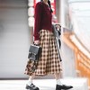 马登女装美式格子口袋半身裙宽松休闲显瘦显高复古格纹长伞裙秋季 商品缩略图4