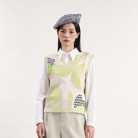 谜底针织马夹女2024春新款学院风V领百搭套头针织衫背心241MZ0303