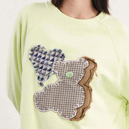 谜底中长款绣花卫衣女2024春新款学院风大廓形宽松圆领241MV0057 商品图3