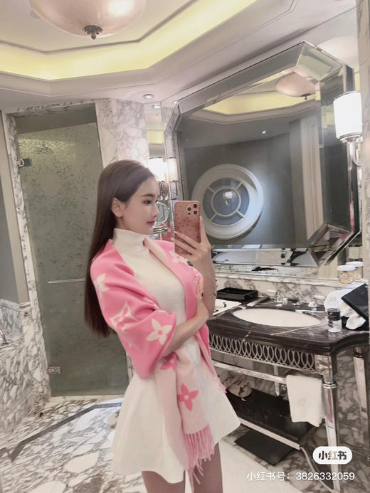 Lv羊绒围巾-玫粉色 商品图0