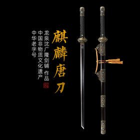 麒麟唐横刀剑花纹钢龙泉沈广隆宝剑一体刀剑防身冷兵器 未开刃