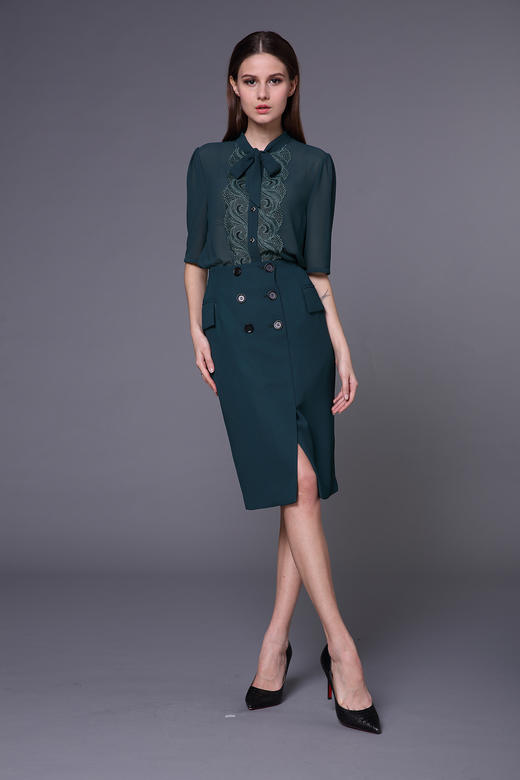 【伯妮斯茵】162B110--绿色半裙--花盆里的瓜叶菊--《生命之美-梵高的花园》 商品图2