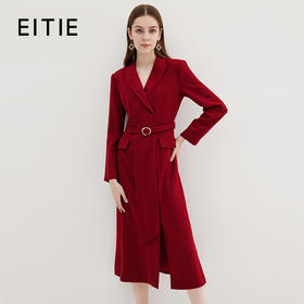 EITIE爱特爱冬新款大气优雅时尚通勤收腰显瘦黑色连衣裙7207912