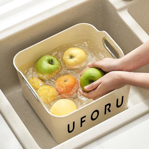 奶油风厨房沥水篮洗菜篮家用客厅清洗水果篮多功能收纳轻奢带提手 商品图0