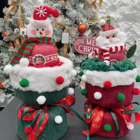 【套餐推荐】圣诞红绿针织布花束