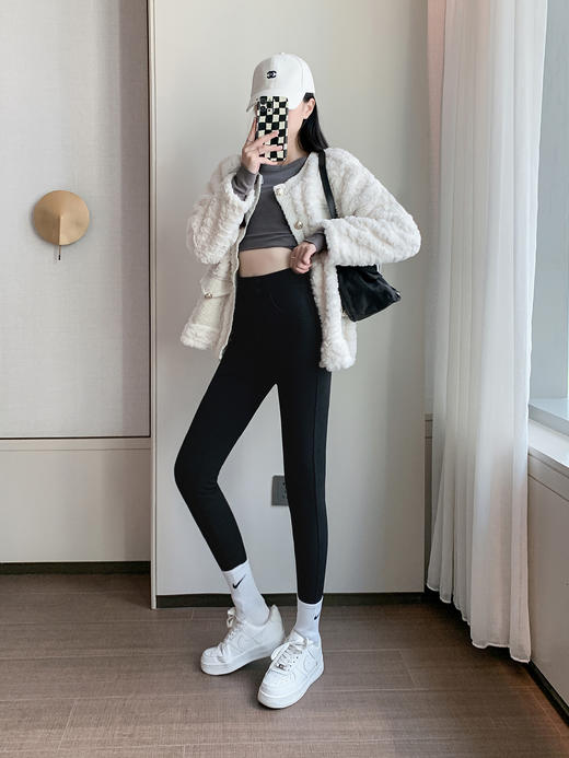 【YW】无忧购秋冬百搭高腰紧身显瘦小个子加绒小黑裤2839（截单后7天发货)25年清仓捡漏 商品图1