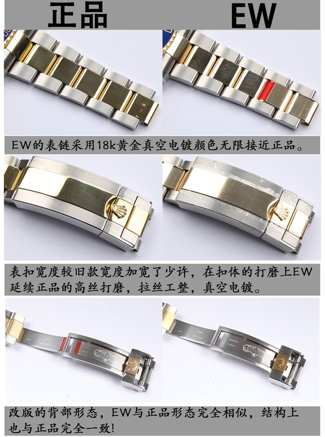 EW劳力士潜航者41复刻手表间金蓝水鬼真假对比评测