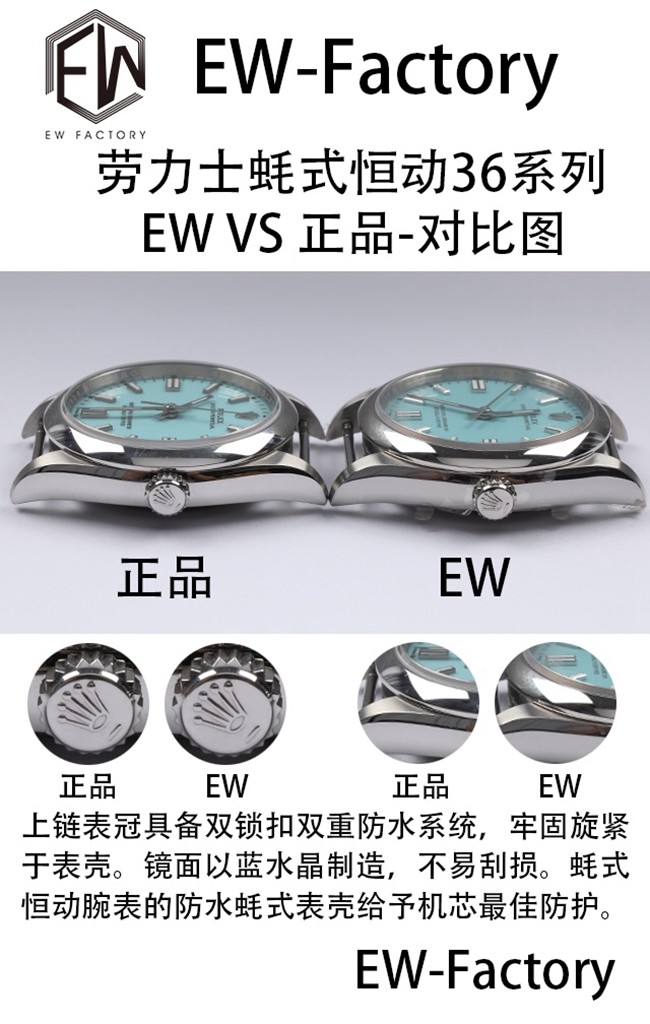 EW劳力士蚝式恒动36系列复刻手表真假对比评测