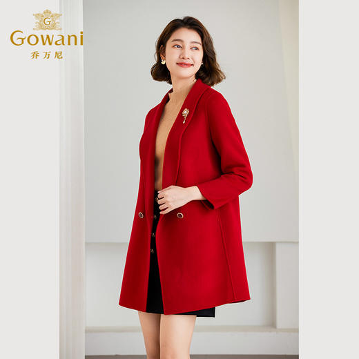 Gowani乔万尼秋冬新款羊毛羊绒大衣红色系小个子ET4A929101 商品图2