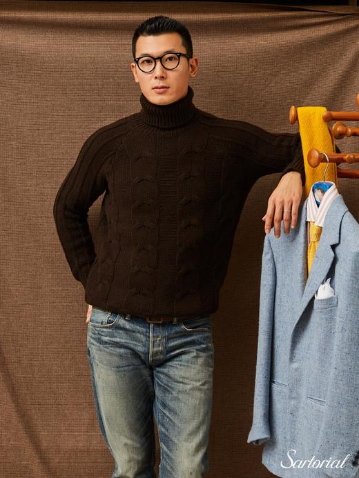 Dalmo 棕色扭花羊绒高领 商品图1