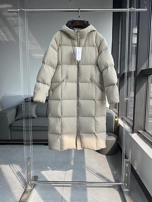 Martine Wester 女款 超轻超柔面里同料加长款连帽鹅绒服 茧型宽松加长款鹅绒服11383805 商品图3