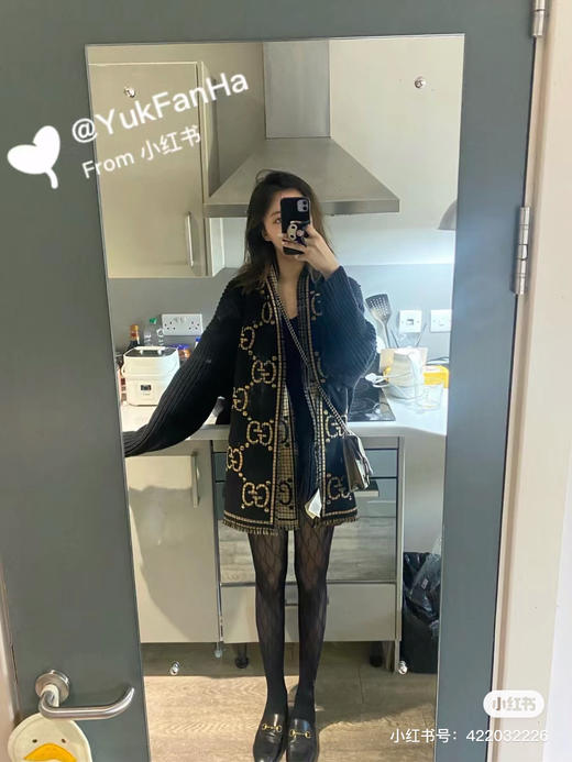 Gucci格纹围巾-黑棕 商品图9