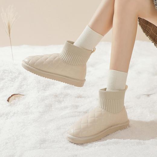 ZHR衍缝格纹保暖雪地靴女2023冬季新款韩版长绒柔软舒适女靴百搭 商品图5