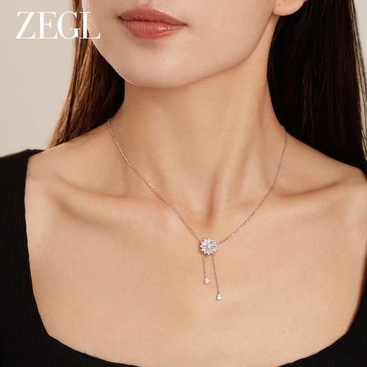 ZEGL设计师冰雪奇缘系列925银雪花流苏项链女气质秋冬圣诞锁骨链 商品图3